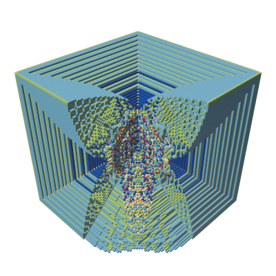 A visualization of a three-dimensional chip firing process.