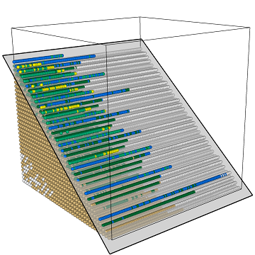 A view of the three-dimensional parameter space of three-dimensional Turing-like patterns.