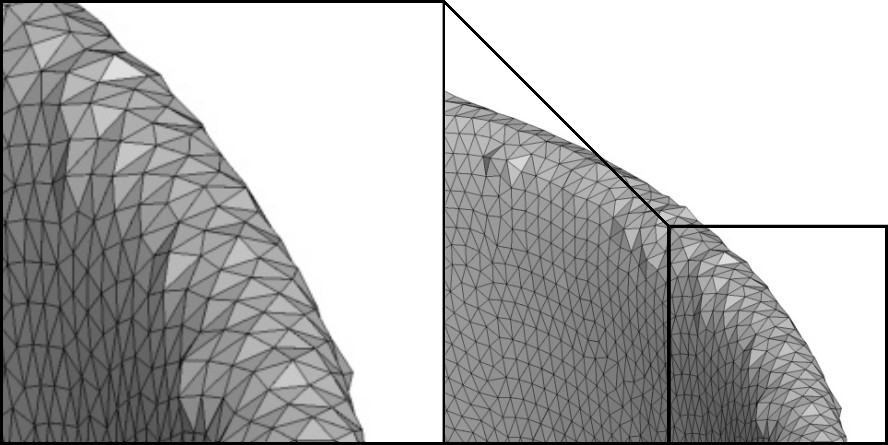 A model of a bowl, reconstructed from a point set, with highly uniform triangle sizes and shapes.